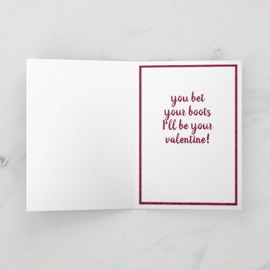 Maroon Heart Patterned Boot Feestdagen Kaart (Binnen)