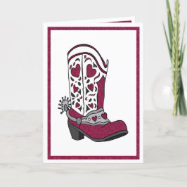 Maroon Heart Patterned Boot Feestdagen Kaart