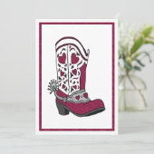 Maroon Heart Patterned Boot Feestdagenkaart (Staand voorkant)