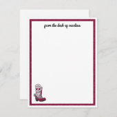 Maroon Heart Patterned Boot Notitiekaartje (Voorkant / Achterkant)