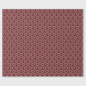 Maroon Hearts-achtergrond Cadeaupapier (Vlak)