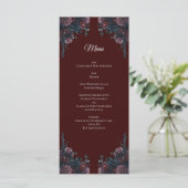 Maroon Herfst Bloemen Huwelijk Menu (Staand voorkant)