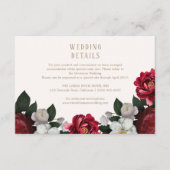 Maroon Herfst Botanische en bloemenbruiloft detail Informatiekaartje (Voorkant)