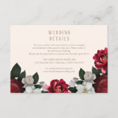Maroon Herfst Botanische en bloemenbruiloft detail Informatiekaartje (Voorkant)