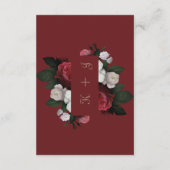 Maroon Herfst Botanische en bloemenbruiloft detail Informatiekaartje (Achterkant)