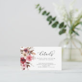 Maroon herfst Flowers verlaat Bourgondische bruilo Informatiekaartje (Staand voorkant)