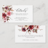 Maroon herfst Flowers verlaat Bourgondische bruilo Informatiekaartje (Voorkant / Achterkant)