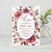 Maroon Herfst in Liefde Blush Bourgondië Vrijgezel Kaart (Staand voorkant)