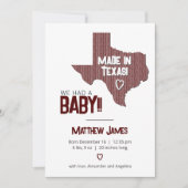 Maroon Herringbone Made in Texas Photo Baby Announ Aankondiging (Voorkant)