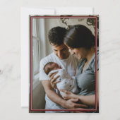 Maroon Herringbone Made in Texas Photo Baby Announ Aankondiging (Achterkant)