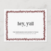 Maroon Hey Y'all - Verhuisd naar Texas Briefkaart (Voorkant)