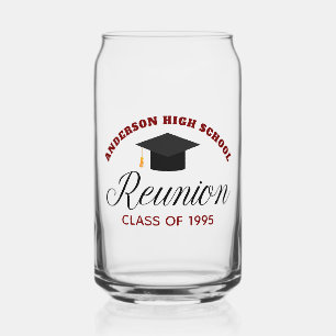 Maroon High School Reunion Party Custom Alumni Blikvorm Glas