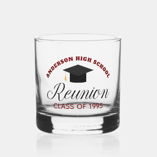 Maroon High School Reunion Party Custom Alumni Whisky Glas