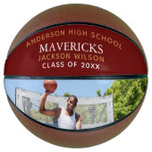 Maroon High School Speler Foto gepersonaliseerd Basketbal (Voorkant)