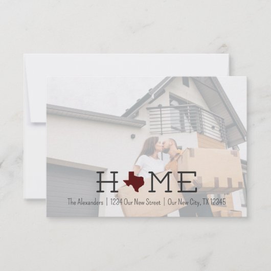 Maroon HOME Texas Moving Announement (Voorkant)