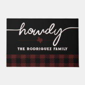 Maroon Howdy Buffalo Plaid Deurmat (Voorkant)