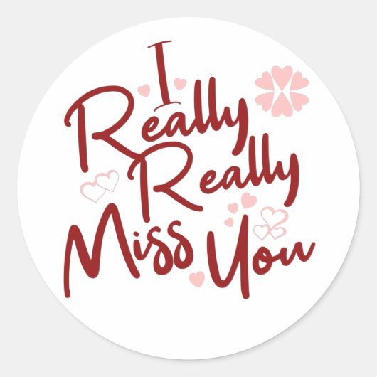 Maroon I really really miss you hearts Ronde Sticker (Voorkant)