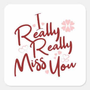 Maroon I really really miss you hearts Vierkante Sticker