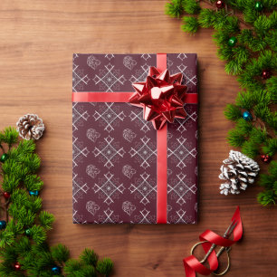 Maroon ingewikkeld bloemeninpakpapier cadeaupapier