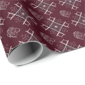 Maroon ingewikkeld bloemeninpakpapier cadeaupapier (Rol Hoek)