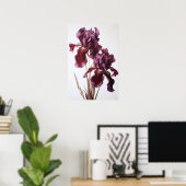 Maroon Irissen Bloemenkunst Print Poster (Thuiskantoor)
