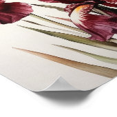 Maroon Irissen Bloemenkunst Print Poster (Hoek)