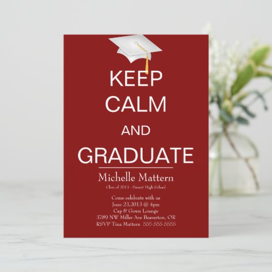 Maroon Keep Calm en Afstuderen uitvindingen Kaart (Staand voorkant)