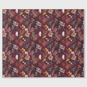 MAROON KERST FEESTELIJKE DECORATIE VEER BLOEMIG CADEAUPAPIER (Vlak)