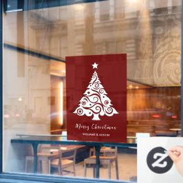Maroon Kerstboom Business Window Decoratie Raamsticker