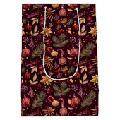 MAROON KERSTFEESTELIJKE DECORATIE GOUDEN BLOEM MEDIUM CADEAUZAKJE (Achterkant)