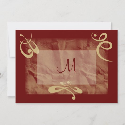 Maroon/Khaki Textured Wedding Invitation Kaart (Achterkant)