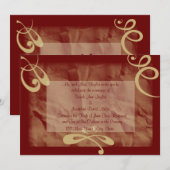 Maroon/Khaki Textured Wedding Invitation Kaart (Voorkant / Achterkant)