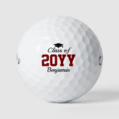 Maroon Klasse van 2025 Gepersonaliseerd Afstuderen Golfballen (Voorkant)