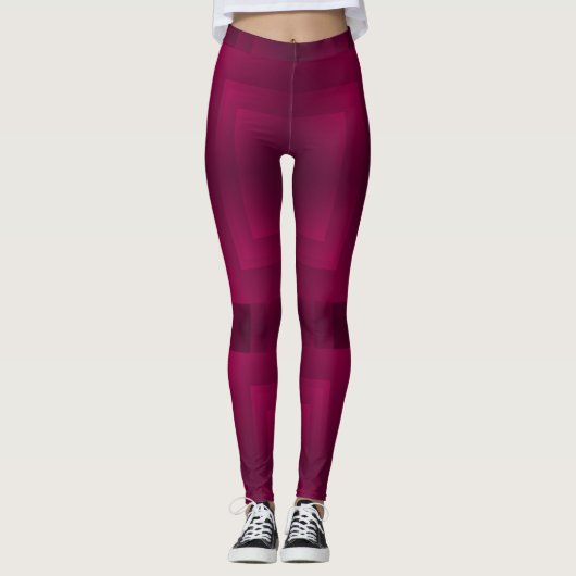 Maroon kleur geometrisch eenvoudig ontwerp leggings (Voorkant)