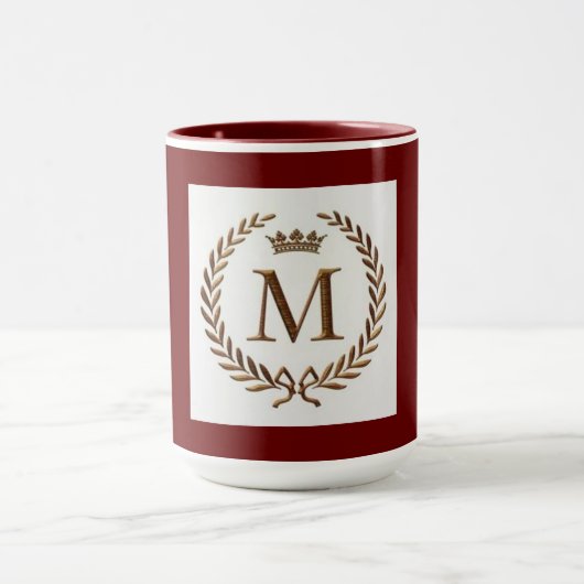 Maroon kleur mok met monogram (Midden)