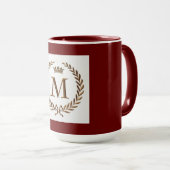 Maroon kleur mok met monogram (Voorkant rechts)