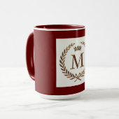 Maroon kleur mok met monogram (Voorkant links)