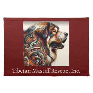 Maroon Kleurrijke Tibetaanse Mastiff Head Placemat