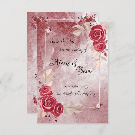 Maroon kleurthema in donkerrood kaart (Voorkant / Achterkant)