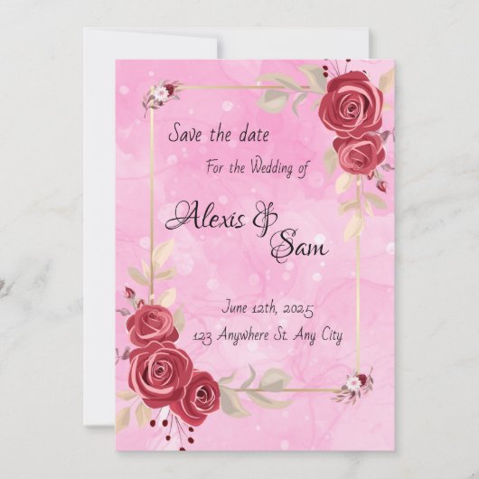 Maroon kleurthema met roze kaart (Voorkant)