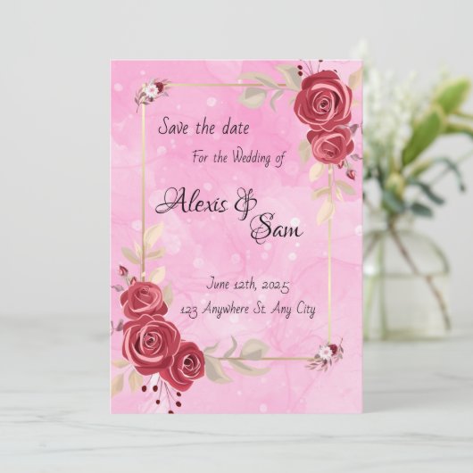 Maroon kleurthema met roze kaart (Staand voorkant)