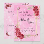 Maroon kleurthema met roze kaart (Voorkant / Achterkant)