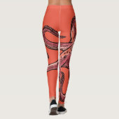 Maroon-koraalkleur Octopus-Leggings Leggings (Achterkant)