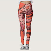 Maroon-koraalkleur Octopus-Leggings Leggings (Voorkant)