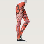 Maroon-koraalkleur Octopus-Leggings Leggings (Rechts)
