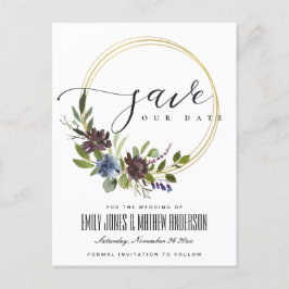 MAROON KRAFT BLOOM FOLIAGE WREATH BEWAREN DE DATUM AANKONDIGINGSKAART
