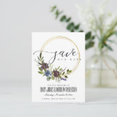 MAROON KRAFT BLOOM FOLIAGE WREATH BEWAREN DE DATUM AANKONDIGINGSKAART (Staand voorkant)