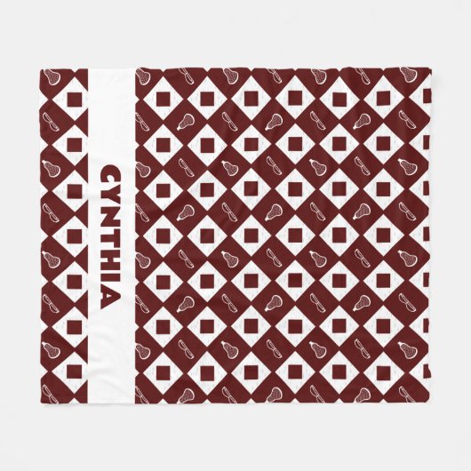 Maroon Lacrosse Argyle Patroon Fleece Deken (Voorkant (Horizontaal))