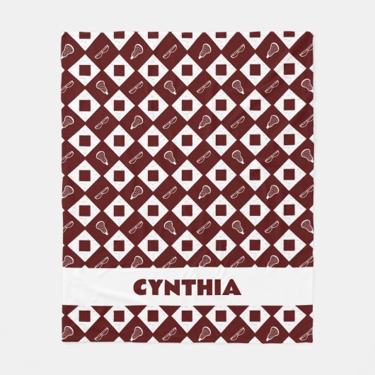 Maroon Lacrosse Argyle Patroon Vliesdeken Fleece Deken (Voorkant)