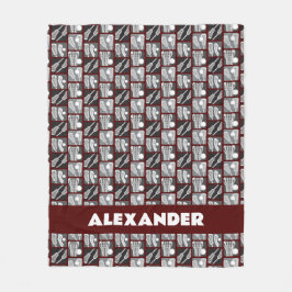 Maroon Lacrosse Blokken van Stokken en Ballen Fleece Deken